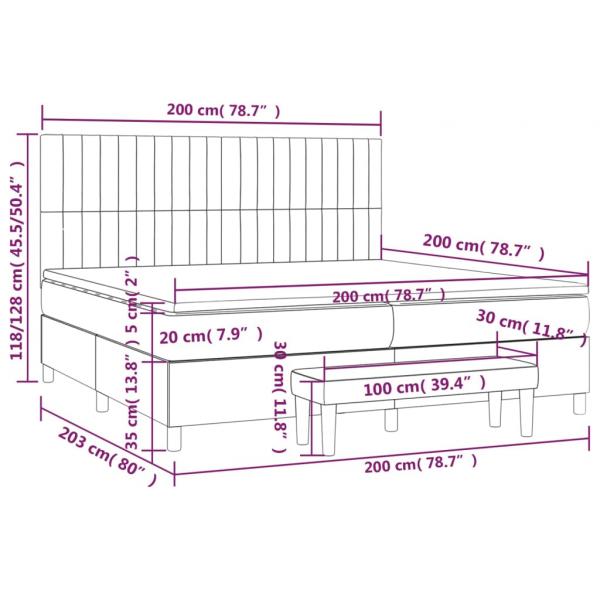 Boxspringbett mit Matratze Dunkelgrau 200x200 cm Samt