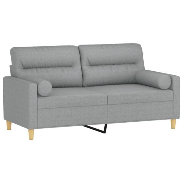 2-Sitzer-Sofa mit Zierkissen Hellgrau 140 cm Stoff