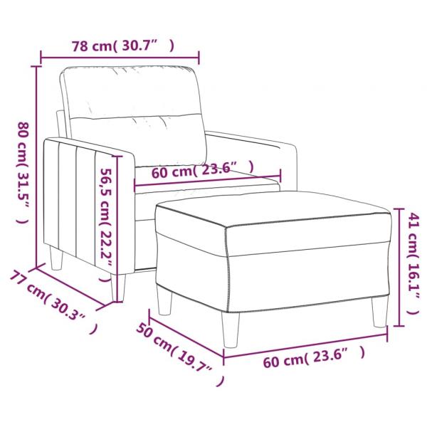 Sessel mit Hocker Dunkelgrau 60 cm Stoff