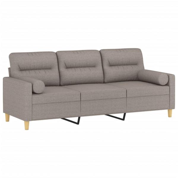 3-Sitzer-Sofa mit Zierkissen Taupe 180 cm Stoff