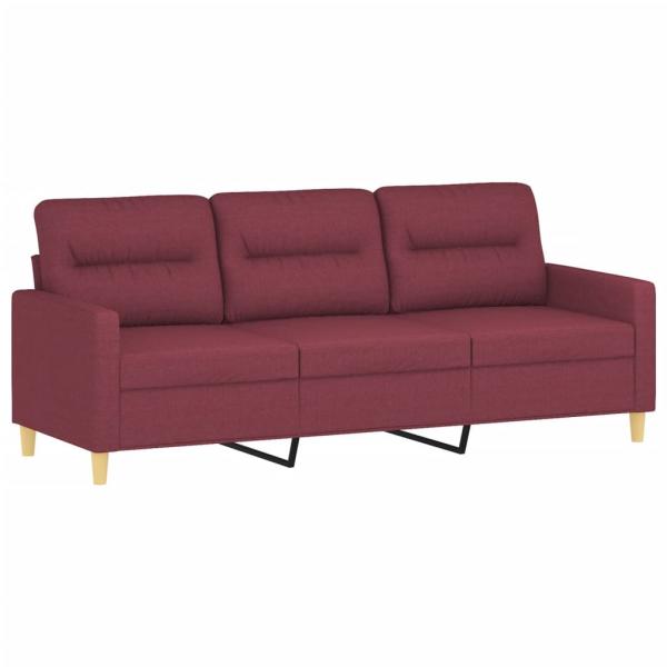 3-Sitzer-Sofa mit Zierkissen Weinrot 180 cm Stoff