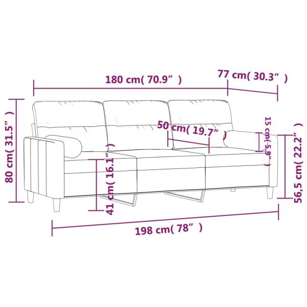 3-Sitzer-Sofa mit Zierkissen Weinrot 180 cm Stoff