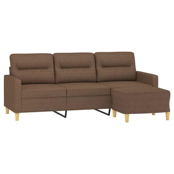 3-Sitzer-Sofa mit Hocker Braun 180 cm Stoff