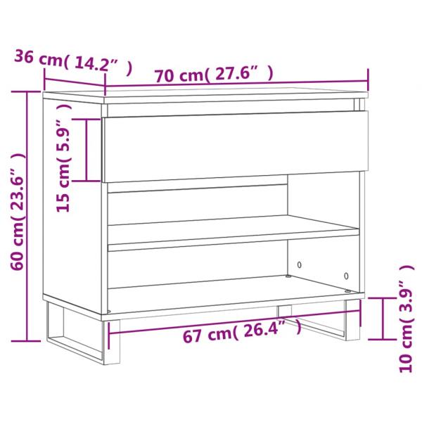 Schuhregal Schwarz 70x36x60 cm Holzwerkstoff