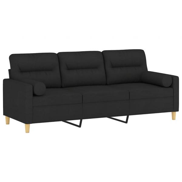 3-Sitzer-Sofa mit Zierkissen Schwarz 180 cm Stoff