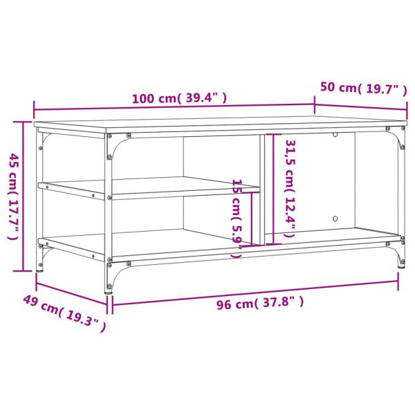 Couchtisch Grau Sonoma 100x50x45 cm Holzwerkstoff