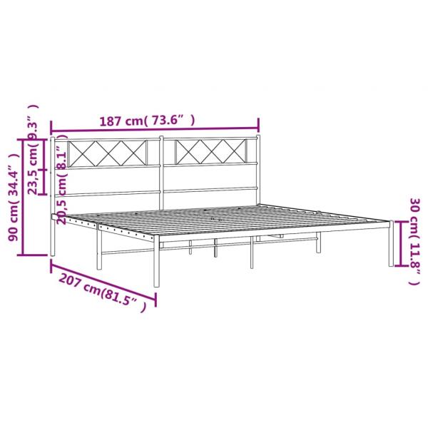 Bettgestell mit Kopfteil Metall Weiß 180x200 cm