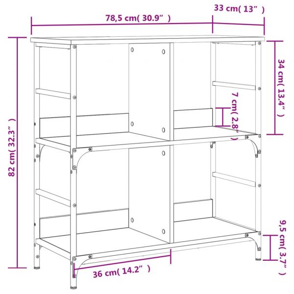 Bücherregal Braun Eichen-Optik 78,5x33x82 cm Holzwerkstoff