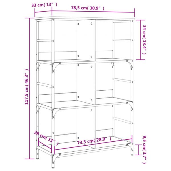 Bücherregal Schwarz 78,5x33x117,5 cm Holzwerkstoff