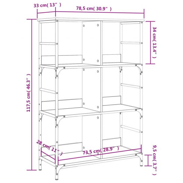 Bücherregal Sonoma-Eiche 78,5x33x117,5 cm Holzwerkstoff