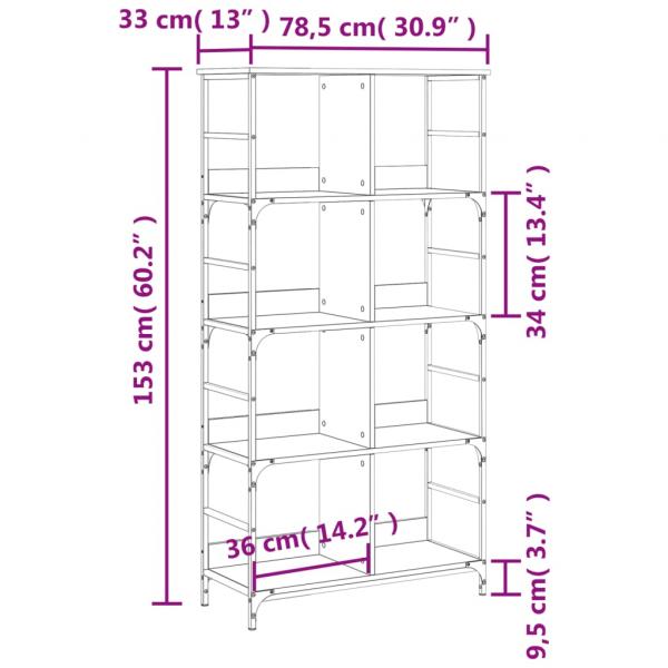 Bücherregal Grau Sonoma 78,5x33x153 cm Holzwerkstoff