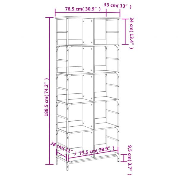 Bücherregal Sonoma-Eiche 78,5x33x188,5 cm Holzwerkstoff