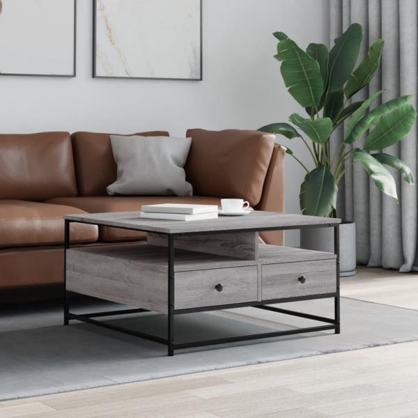 ARDEBO.de - Couchtisch Grau Sonoma 80x80x45 cm Holzwerkstoff