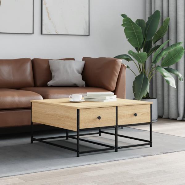 ARDEBO.de - Couchtisch Sonoma-Eiche 80x80x40 cm Holzwerkstoff