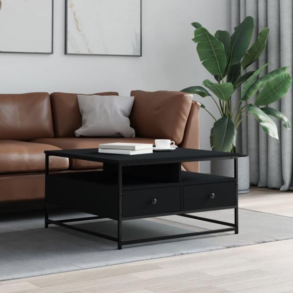 ARDEBO.de - Couchtisch Schwarz 80x80x45 cm Holzwerkstoff