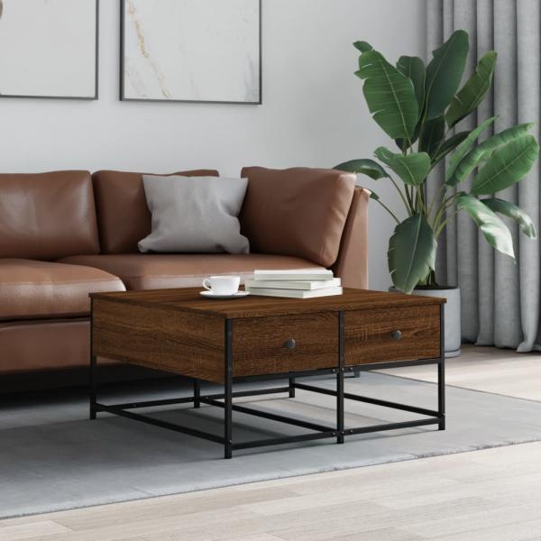 ARDEBO.de - Couchtisch Braun Eichen-Optik 80x80x40 cm Holzwerkstoff