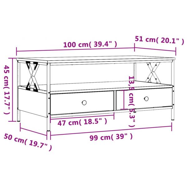 Couchtisch Braun Eichen-Optik 100x51x45 cm Holzwerkstoff