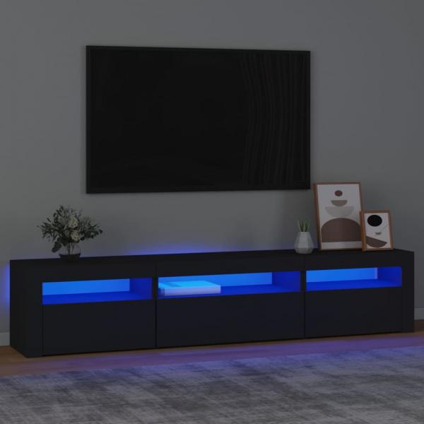 ARDEBO.de - TV-Schrank mit LED-Leuchten Schwarz 195x35x40 cm