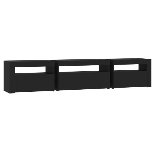 TV-Schrank mit LED-Leuchten Schwarz 195x35x40 cm