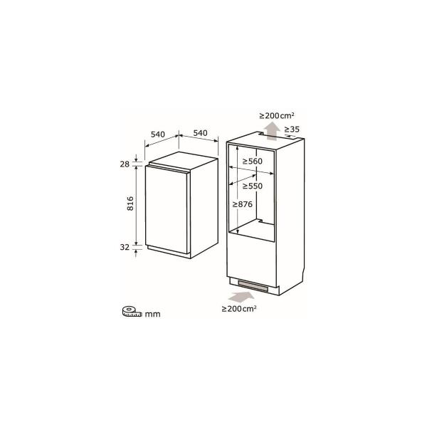 Exquisit EKS131-V-040E Einbaukühlschrank, Nischenhöhe 88 cm, 54 cm breit, 129L, Schlepptürmontage, Eierablagen, Flaschenregal, Gemüseschublade