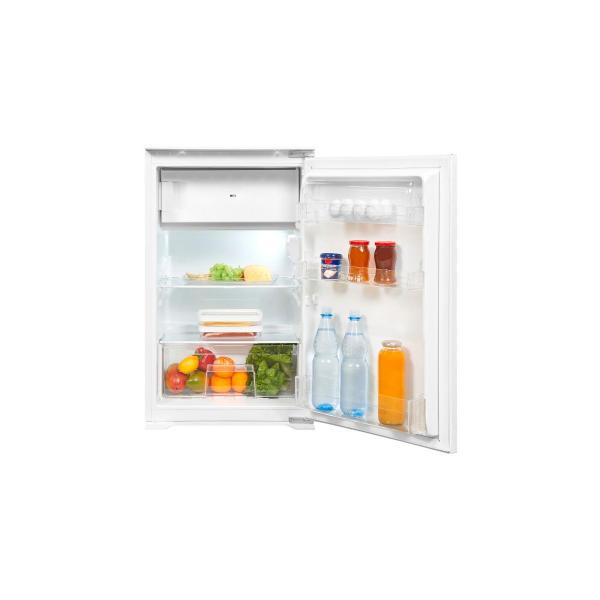 Exquisit EKS131-4-E-040E Einbaukühlschrank, Nischenhöhe 88 cm, 54 cm breit, 118L, Schlepptürmontage, große Gemüseschublade, LED Beleuchtung, Eierablagen