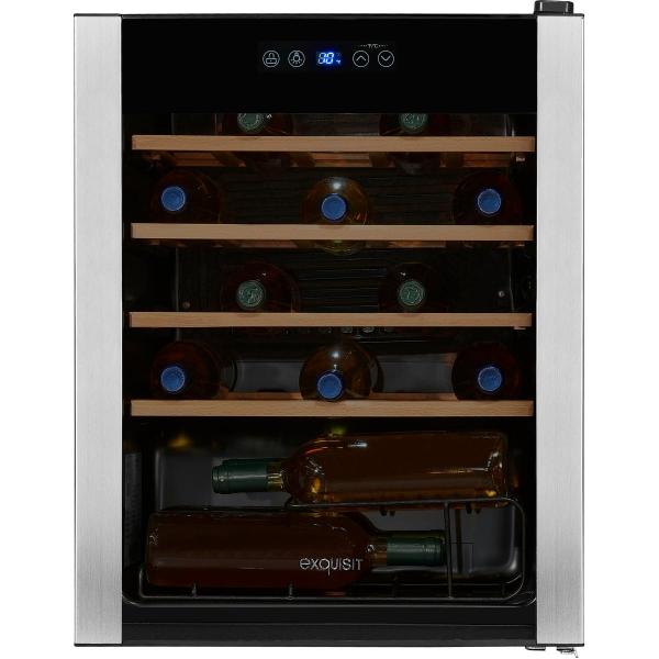 ARDEBO.de Exquisit WS1-24-GTE-030G Stand Weinkühlschrank, 48 cm breit, 24 Standardweinflaschen, Isolierglastür, Temperatureinstellung, schwarz