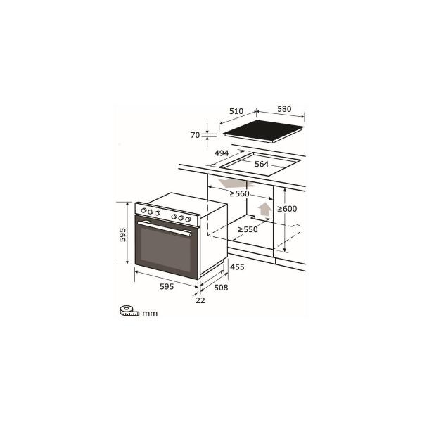 Exquisit EHE157-UBZ-020-Set Herdset mit Glaskeramikkochfeld, 60 cm breit, 59L, Timer, 4 Kochzonen, Restwärmeanzeige, Beleuchtung, Schwarz