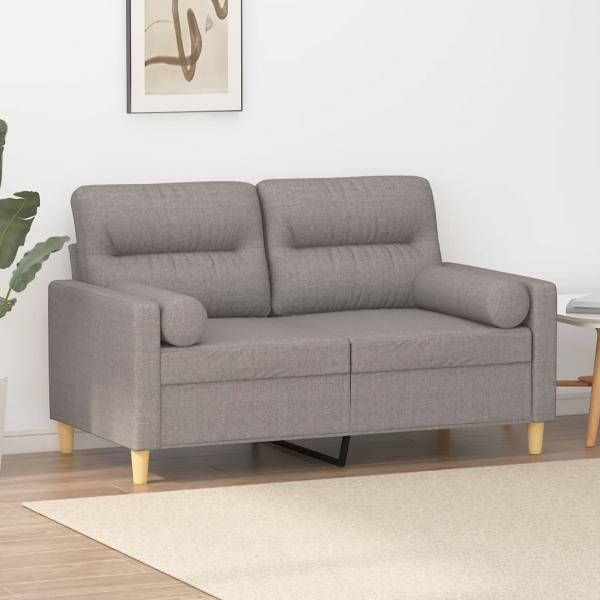 ARDEBO.de - 2-Sitzer-Sofa mit Zierkissen Taupe 120 cm Stoff