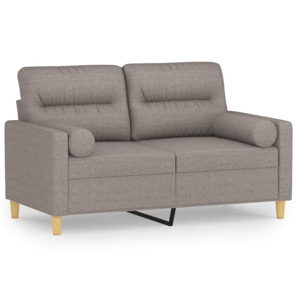 2-Sitzer-Sofa mit Zierkissen Taupe 120 cm Stoff