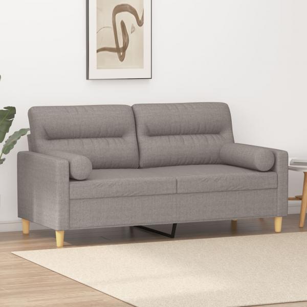 ARDEBO.de - 2-Sitzer-Sofa mit Zierkissen Taupe 140 cm Stoff