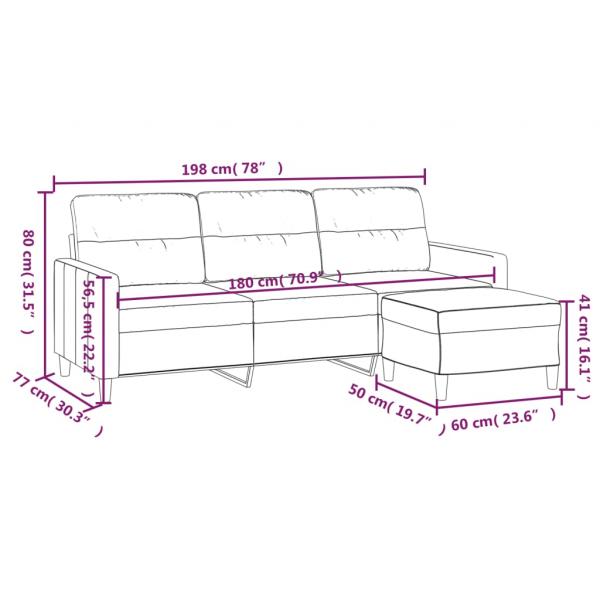 3-Sitzer-Sofa mit Hocker Taupe 180 cm Stoff