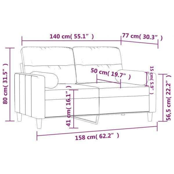 2-Sitzer-Sofa mit Zierkissen Hellgelb 140 cm Stoff