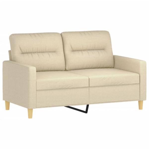 2-Sitzer-Sofa mit Zierkissen Creme 120 cm Stoff