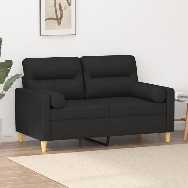 ARDEBO.de - 2-Sitzer-Sofa mit Zierkissen Schwarz 120 cm Stoff