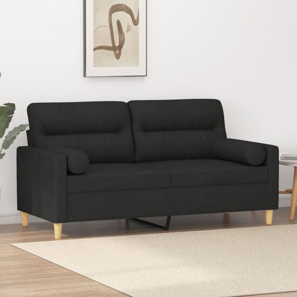 ARDEBO.de - 2-Sitzer-Sofa mit Zierkissen Schwarz 140 cm Stoff