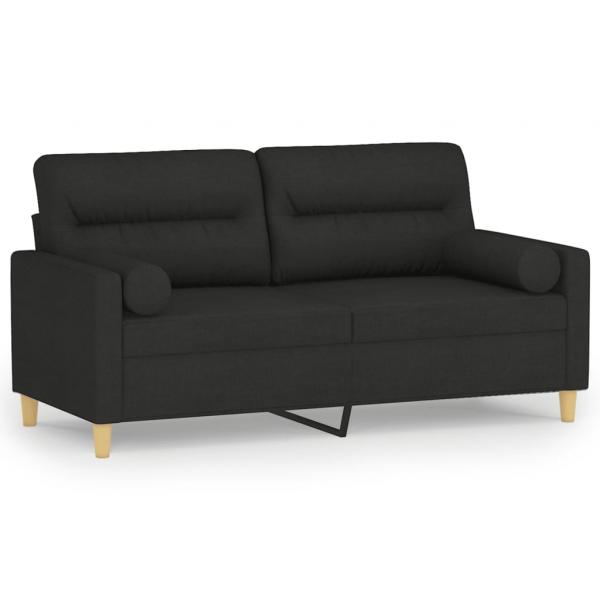 2-Sitzer-Sofa mit Zierkissen Schwarz 140 cm Stoff