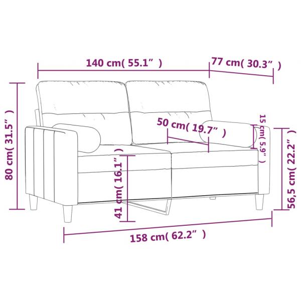 2-Sitzer-Sofa mit Zierkissen Schwarz 140 cm Stoff