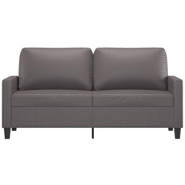 2-Sitzer-Sofa Grau 140 cm Kunstleder