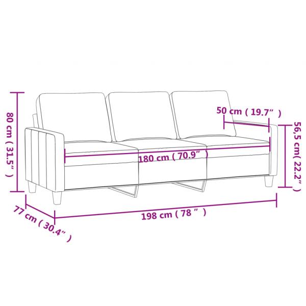 3-Sitzer-Sofa Cappuccino-Braun 180 cm Kunstleder