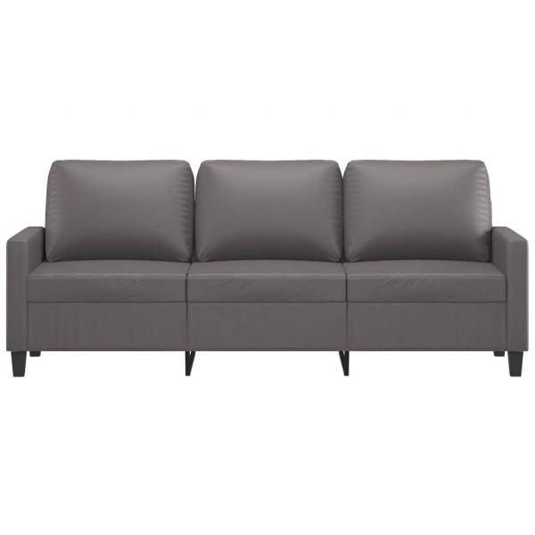 3-Sitzer-Sofa Grau 180 cm Kunstleder