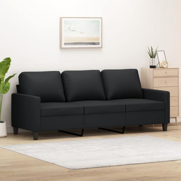 ARDEBO.de - 3-Sitzer-Sofa Schwarz 180 cm Kunstleder