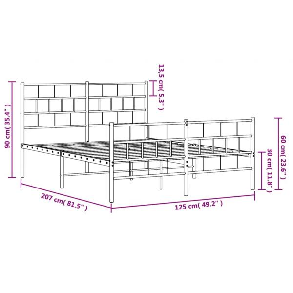 Bettgestell mit Kopf- und Fußteil Metall Schwarz 120x200 cm