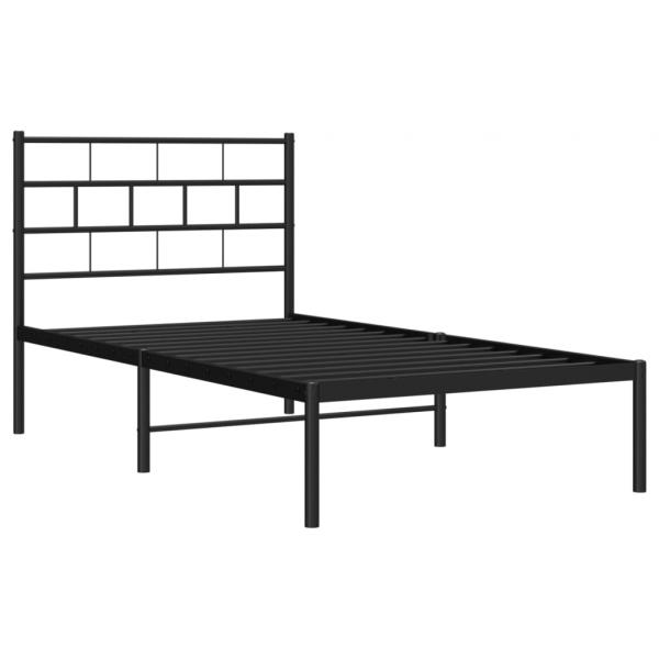 Bettgestell mit Kopfteil Metall Schwarz 100x190 cm