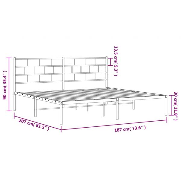 Bettgestell mit Kopfteil Metall Schwarz 180x200 cm