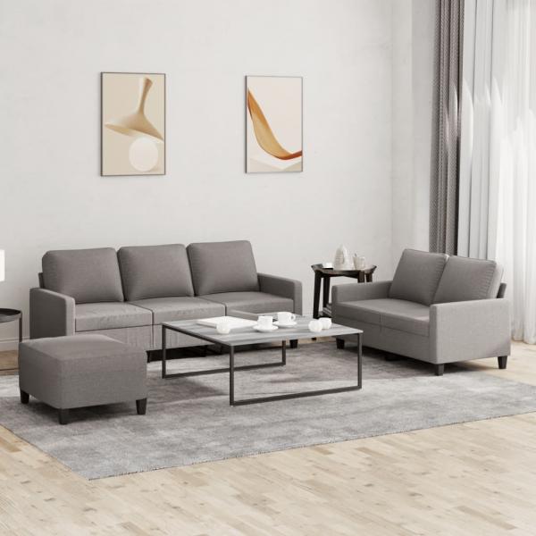 ARDEBO.de - 3-tlg. Sofagarnitur mit Kissen Taupe Stoff