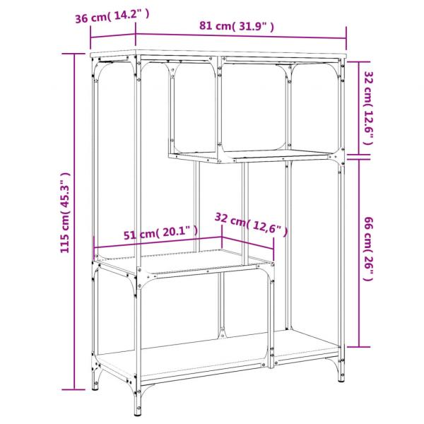 Bücherregal Sonoma-Eiche 81x36x115 cm Holzwerkstoff und Stahl