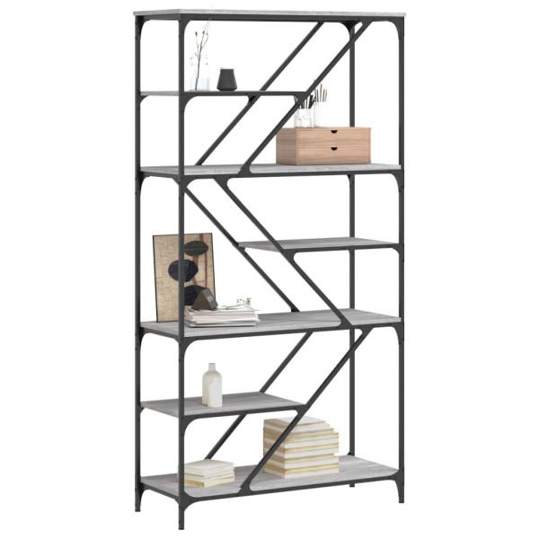 Bücherregal Grau Sonoma 91x36x176 cm Holzwerkstoff und Stahl