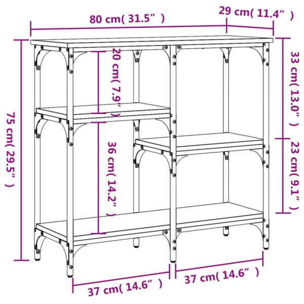 Konsolentisch Räuchereiche 80x29x75 cm Holzwerkstoff