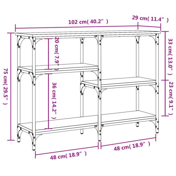 Konsolentisch Grau Sonoma 102x29x75 cm Holzwerkstoff