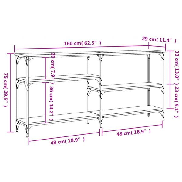 Konsolentisch Grau Sonoma 160x29x75 cm Holzwerkstoff